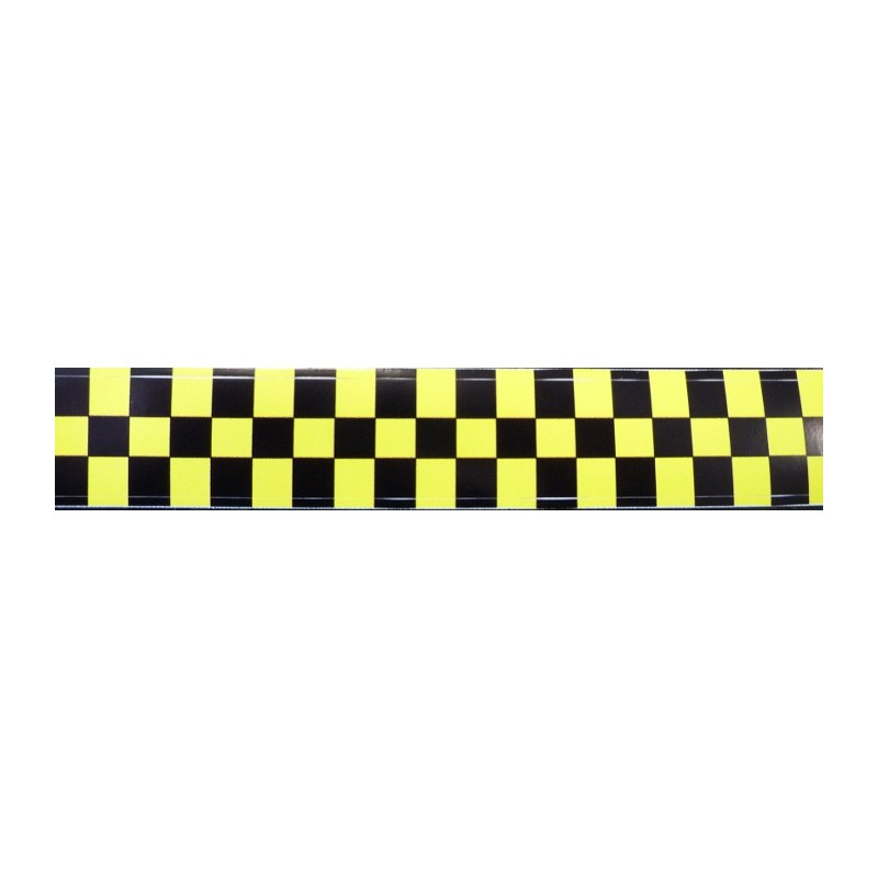 Autocollant bande DAMIER Noir Jaune