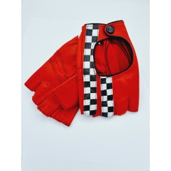 Gants cuir mitaine Rouge/...